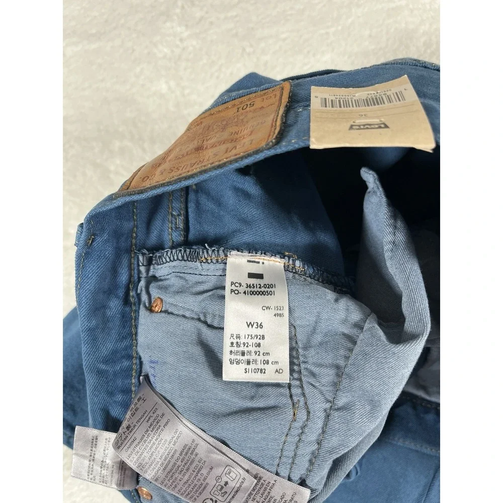 Levi's Premium 501 Irregular Distressed Blue Jean Shorts Straight Fit Men's 36x9
